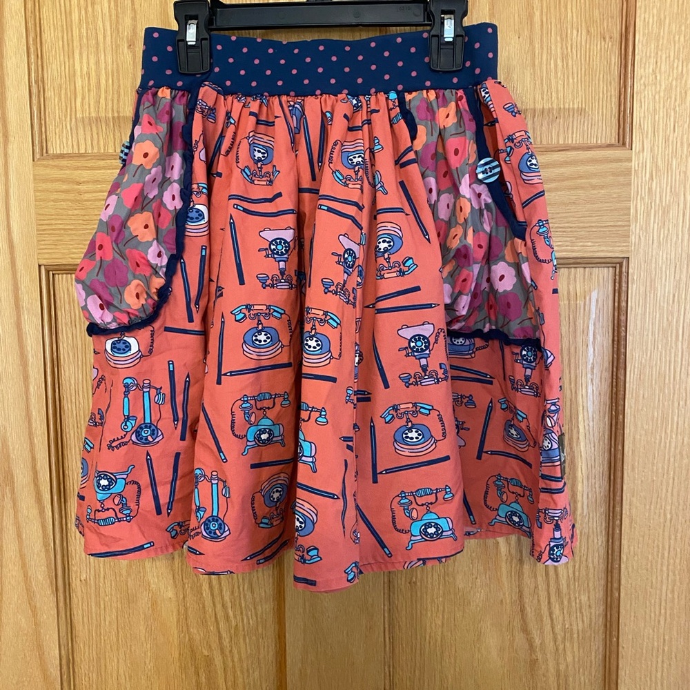 Matilda Jane Orange and Blue A-Line Skirt